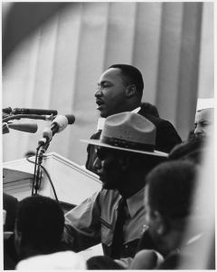 Dr. Martin Luther King, Jr. delivering his I Have a Dream Speech at the Civil Rights March on Washington, D.C. 08/28/1963 ARC Identifier 542069 / Local Identifier 306-SSM-4D(107)16