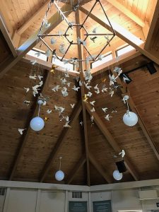 paper doves hanging